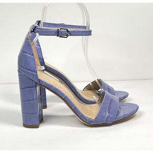 Sam Edelman Women's Yaro Heeled Sandals Size 5 Purple Leather Croc Ankle Strap